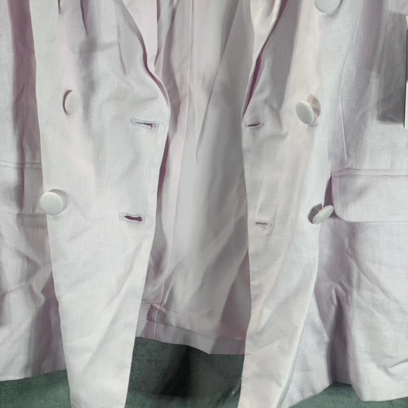 SOLD! GUESS Women's Wispy Pink Double-Breasted Long-Sleeve Linen Blazer - Picture 6 of 12